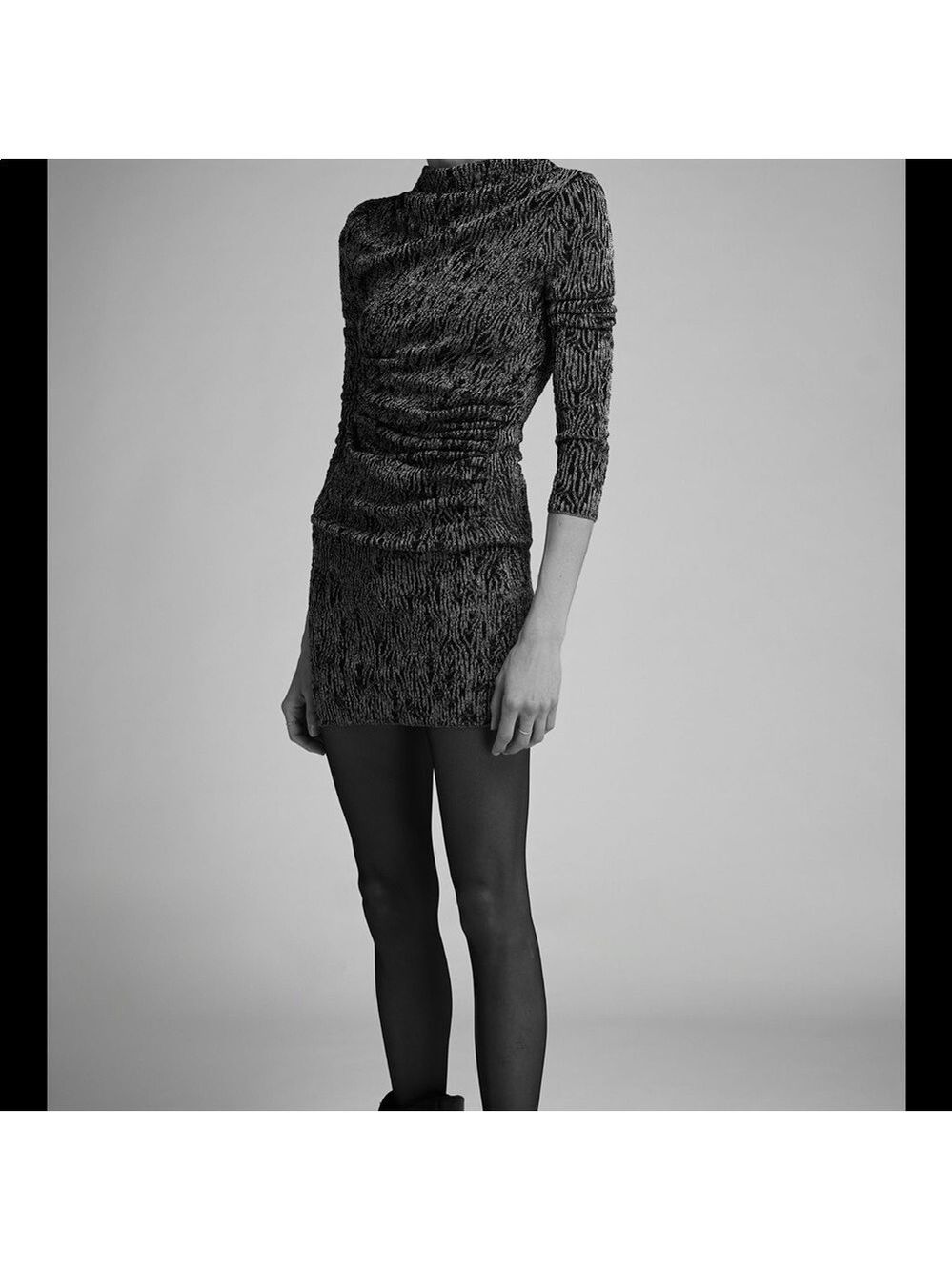 Zara Metallic Ruched Knit Mini Dress | Size M $148